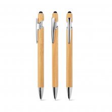 BLANC BAMBOO. Caneta esferogr&aacute;fica em bambu, com detalhes em alum&iacute;nio cromado
