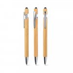 BLANC BAMBOO. Caneta esferogr&aacute;fica em bambu, com detalhes em alum&iacute;nio cromado