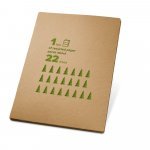 POE. Pasta A4 em cart&atilde;o kraft 100% reciclado (450 g/m&sup2;), com bloco de p&aacute;ginas lisas recicladas - Natural