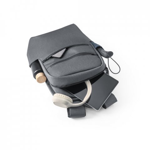 BROOKLYN. Mochila para notebook 15" em Nylon 2Tone imperme&aacute;vel - Cinza claro