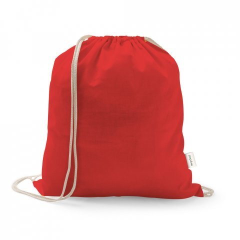 ISTANBUL. Sacola tipo mochila em 70% algod&atilde;o reciclado e 30% poli&eacute;ster reciclado (140 g/m&sup2;) sem tingimento - Vermelho