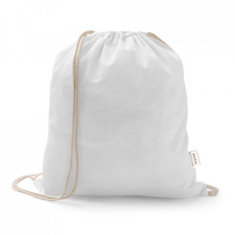 ISTANBUL. Sacola tipo mochila em 70% algod&atilde;o reciclado e 30% poli&eacute;ster reciclado (140 g/m&sup2;) sem tingimento - Branco