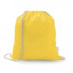 ISTANBUL. Sacola tipo mochila em 70% algod&atilde;o reciclado e 30% poli&eacute;ster reciclado (140 g/m&sup2;) sem tingimento - Amarelo