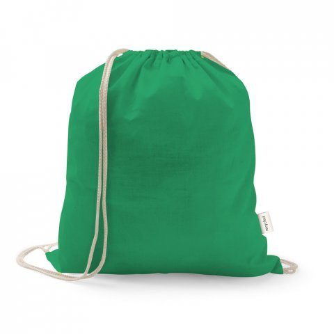 ISTANBUL. Sacola tipo mochila em 70% algod&atilde;o reciclado e 30% poli&eacute;ster reciclado (140 g/m&sup2;) sem tingimento - Verde