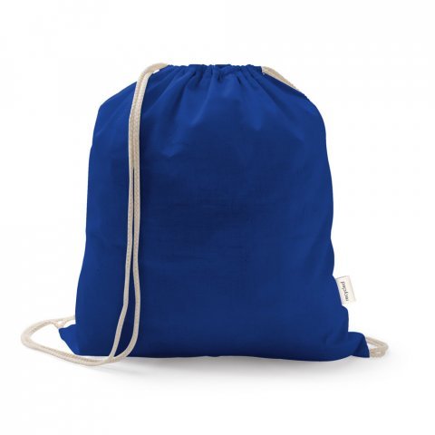 ISTANBUL. Sacola tipo mochila em 70% algod&atilde;o reciclado e 30% poli&eacute;ster reciclado (140 g/m&sup2;) sem tingimento - Azul royal