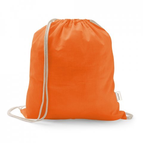 ISTANBUL. Sacola tipo mochila em 70% algod&atilde;o reciclado e 30% poli&eacute;ster reciclado (140 g/m&sup2;) sem tingimento - Laranja