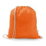 ISTANBUL. Sacola tipo mochila em 70% algod&atilde;o reciclado e 30% poli&eacute;ster reciclado (140 g/m&sup2;) sem tingimento - Laranja