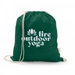 ISTANBUL. Sacola tipo mochila em 70% algod&atilde;o reciclado e 30% poli&eacute;ster reciclado (140 g/m&sup2;) sem tingimento - Verde escuro