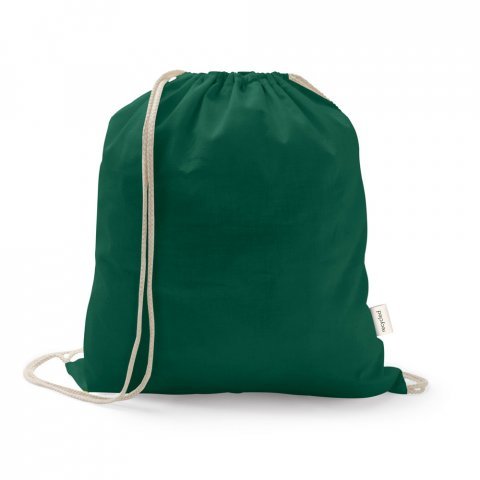 ISTANBUL. Sacola tipo mochila em 70% algod&atilde;o reciclado e 30% poli&eacute;ster reciclado (140 g/m&sup2;) sem tingimento - Verde escuro