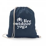 ISTANBUL. Sacola tipo mochila em 70% algod&atilde;o reciclado e 30% poli&eacute;ster reciclado (140 g/m&sup2;) sem tingimento - Azul marinho