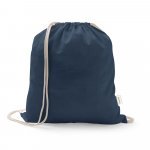 ISTANBUL. Sacola tipo mochila em 70% algod&atilde;o reciclado e 30% poli&eacute;ster reciclado (140 g/m&sup2;) sem tingimento - Azul marinho