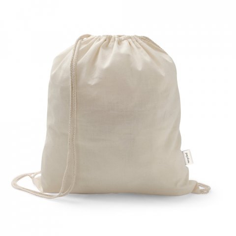 ISTANBUL. Sacola tipo mochila em 70% algod&atilde;o reciclado e 30% poli&eacute;ster reciclado (140 g/m&sup2;) sem tingimento - Natural claro