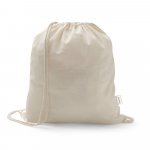 ISTANBUL. Sacola tipo mochila em 70% algod&atilde;o reciclado e 30% poli&eacute;ster reciclado (140 g/m&sup2;) sem tingimento - Natural claro