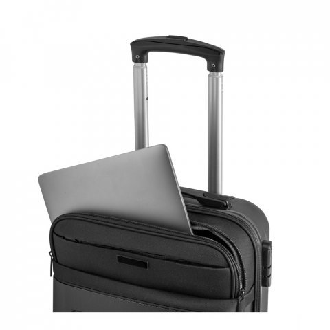 COIMBRA. Mala de viagem executivo em ABS e 600D com 4 rodas duplas e interior forrado (33 L) - Preto