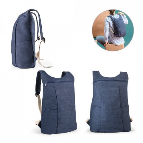 DENIM BPACK. Mochila casual em denim reciclado 8 L (300 g/m&sup2;)