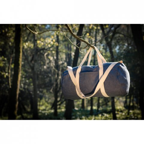 DENIM BAG. Sacola esportiva ou viagem em denim reciclado 25 L (300 g/m&sup2;)