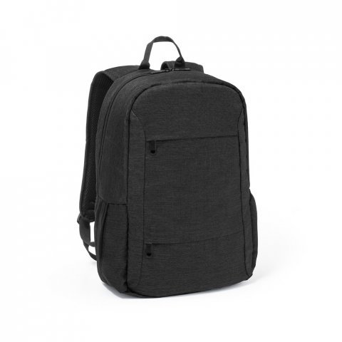 BUSINESS. Mochila para notebook (15.6") em poli&eacute;ster reciclado 300D com compartimento almofadado (18 L) - Preto