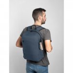 BUSINESS. Mochila para notebook (15.6") em poli&eacute;ster reciclado 300D com compartimento almofadado (18 L) - Azul