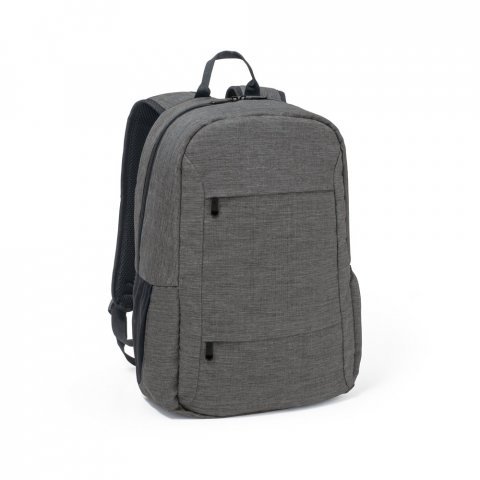 BUSINESS. Mochila para notebook (15.6") em poli&eacute;ster reciclado 300D com compartimento almofadado (18 L) - Cinza escuro