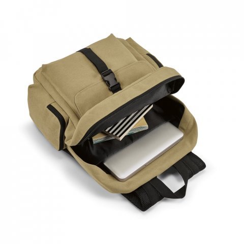 ADVENTURE. Mochila para notebook 15.6'' em algod&atilde;o canvas pr&eacute;-lavado - Marron claro