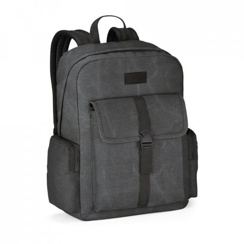 ADVENTURE. Mochila para notebook 15.6'' em algod&atilde;o canvas pr&eacute;-lavado - Cinza escuro