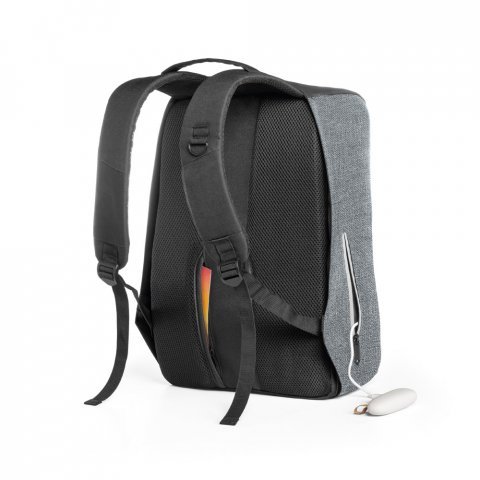 AVEIRO. Mochila para notebook (15.6'') com sistema antirroubo em 900D de alta densidade e tarpaulin (25 L) - Cinza