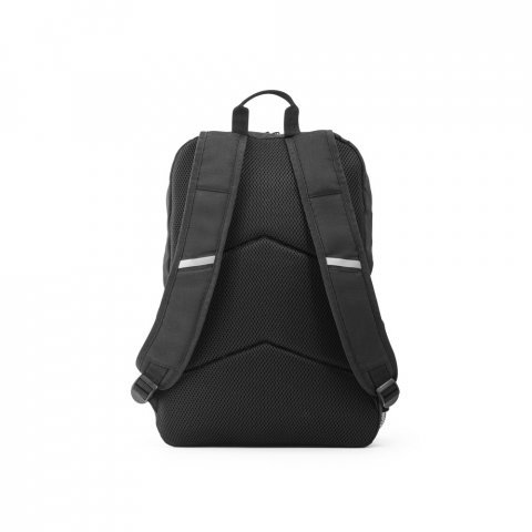 DELFOS BACKPACK. Mochila para notebook (15.6") em  poli&eacute;ster reciclado 300D e poli&eacute;ster reciclado 600D, com elementos refletores (18 L) - Preto