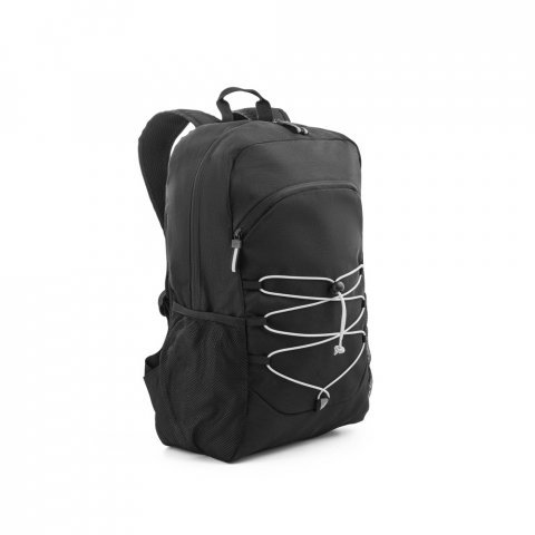 DELFOS BACKPACK. Mochila para notebook (15.6") em  poli&eacute;ster reciclado 300D e poli&eacute;ster reciclado 600D, com elementos refletores (18 L) - Preto