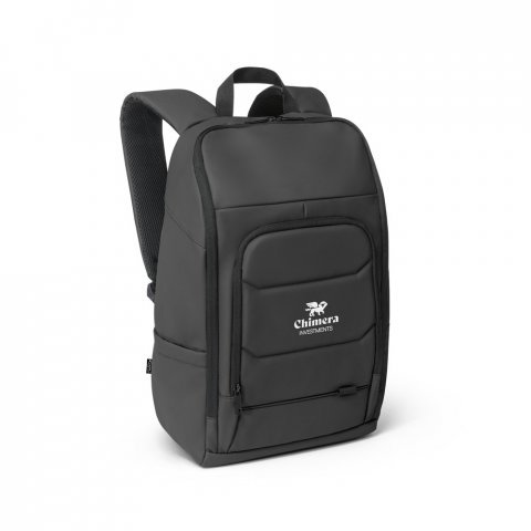 TOULON. Mochila para notebook (16") em poli&eacute;ster reciclado 600D de alta densidade, com revestimento resistente &agrave; &aacute;gua (19 L) - Preto