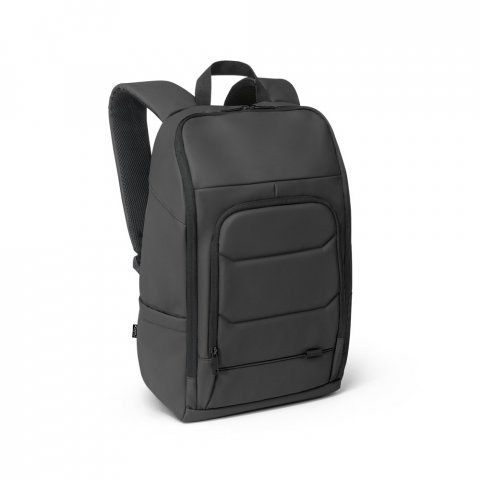 TOULON. Mochila para notebook (16") em poli&eacute;ster reciclado 600D de alta densidade, com revestimento resistente &agrave; &aacute;gua (19 L) - Preto