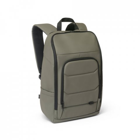 TOULON. Mochila para notebook (16") em poli&eacute;ster reciclado 600D de alta densidade, com revestimento resistente &agrave; &aacute;gua (19 L) - Verde escuro