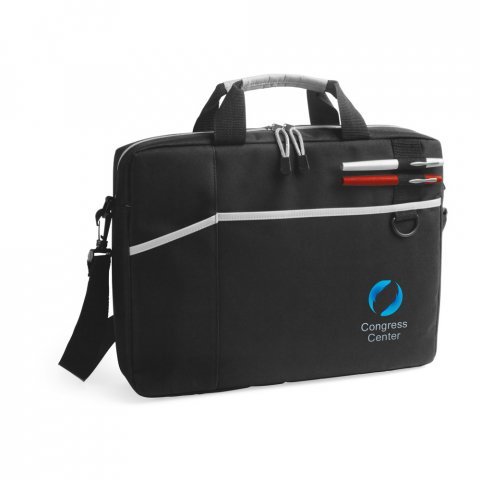 CHICAGO. Pasta para notebook (15.6'') em 600D com interior forrado e almofadado - Cinza claro