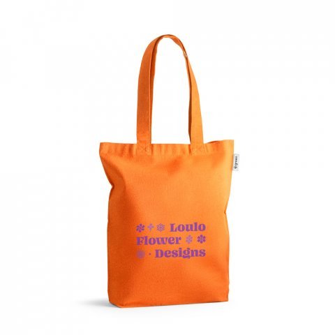 MERIDA. Sacola em 50% algod&atilde;o, 30% algod&atilde;o reciclado e 20% poli&eacute;ster reciclado (220 g/m&sup2;) - Laranja
