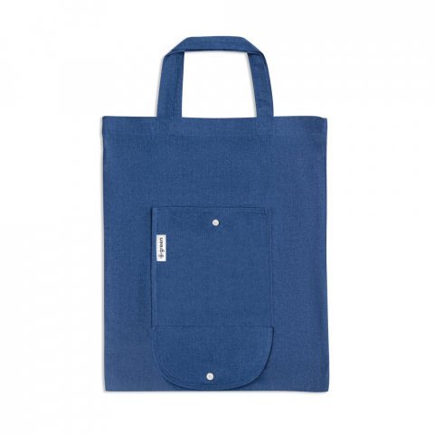 SIENA. Sacola dobr&aacute;vel em 50% algod&atilde;o, 30% algod&atilde;o reciclado e 20% poli&eacute;ster reciclado (140 g/m&sup2;) - Azul