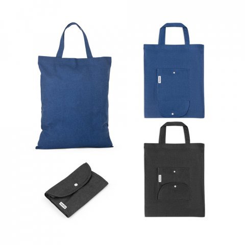 SIENA. Sacola dobr&aacute;vel em 50% algod&atilde;o, 30% algod&atilde;o reciclado e 20% poli&eacute;ster reciclado (140 g/m&sup2;)