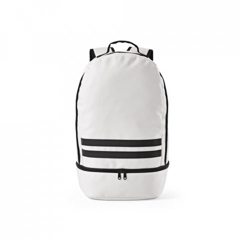MANCHESTER. Mochila em poli&eacute;ster reciclado 290T e sarja com compartimento para sapatos (25 L) - Branco