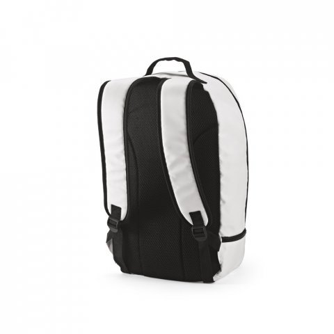 MANCHESTER. Mochila em poli&eacute;ster reciclado 290T e sarja com compartimento para sapatos (25 L) - Branco