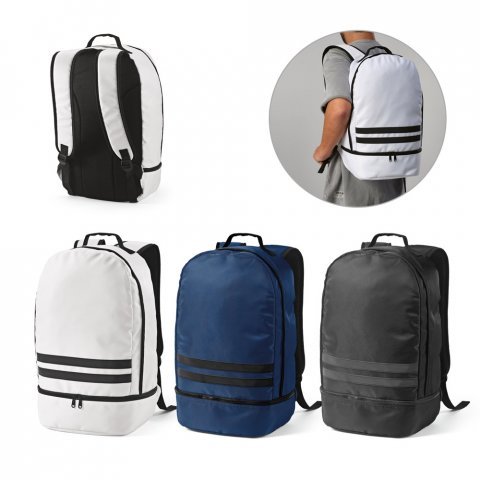 MANCHESTER. Mochila em poli&eacute;ster reciclado 290T e sarja com compartimento para sapatos (25 L)