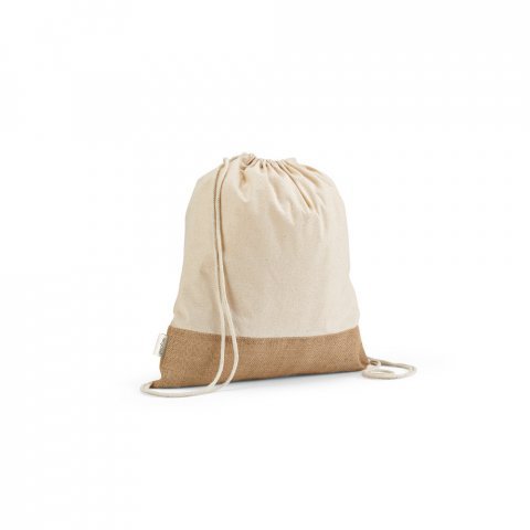 MALDIVAS BPACK. Sacola tipo mochila em 70% algod&atilde;o reciclado e 30% poli&eacute;ster reciclado (180 g/m&sup2;) com base em juta - Natural claro