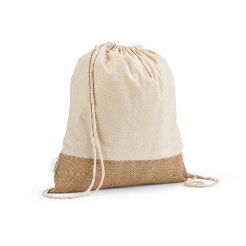 MALDIVAS BPACK. Sacola tipo mochila em 70% algod&atilde;o reciclado e 30% poli&eacute;ster reciclado (180 g/m&sup2;) com base em juta