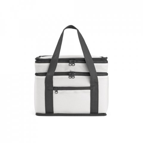 VENEZA. Sacola t&eacute;rmica em poli&eacute;ster reciclado 600D com isolamento em PEVA 9.5 L - Branco