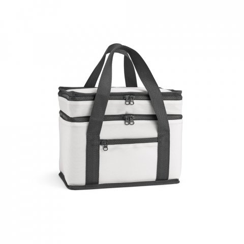 VENEZA. Sacola t&eacute;rmica em poli&eacute;ster reciclado 600D com isolamento em PEVA 9.5 L - Branco