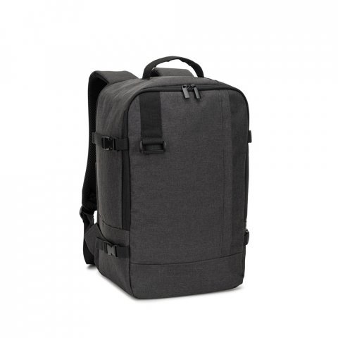 CIES. Mochila desenvolvida para cumprir as dimens&otilde;es exigidas pelas companhias a&eacute;reas em poli&eacute;ster reciclado 600D de alta densidade com acabamento repelente &agrave; &aacute;gua (20 L) - Cinza escuro