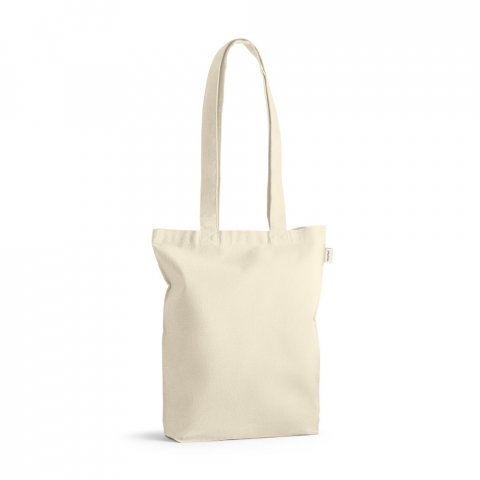VAL&Ecirc;NCIA. Sacola em 100% algod&atilde;o reciclado (140 g/m&sup2;) - Natural claro