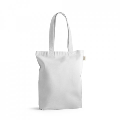 PRAGA. Sacola em 70% algod&atilde;o reciclado e 30% poli&eacute;ster reciclado (220g/m&sup2;) sem tingimento - Branco