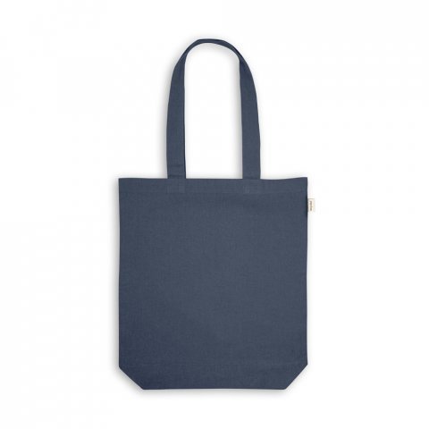PRAGA. Sacola em 70% algod&atilde;o reciclado e 30% poli&eacute;ster reciclado (220g/m&sup2;) sem tingimento - Azul marinho
