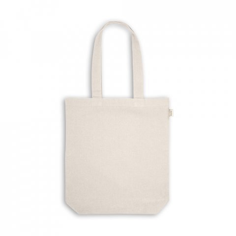 PRAGA. Sacola em 70% algod&atilde;o reciclado e 30% poli&eacute;ster reciclado (220g/m&sup2;) sem tingimento - Natural claro