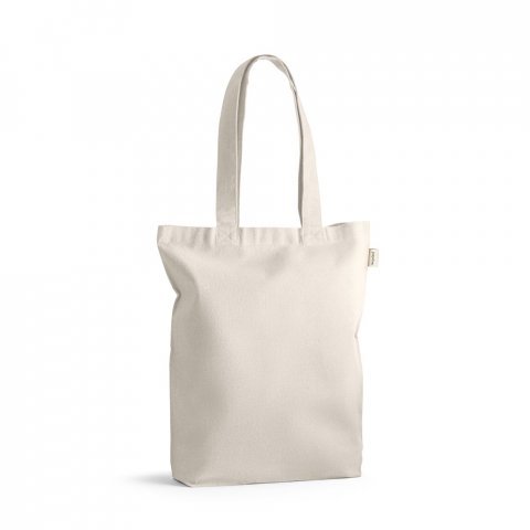 PRAGA. Sacola em 70% algod&atilde;o reciclado e 30% poli&eacute;ster reciclado (220g/m&sup2;) sem tingimento - Natural claro