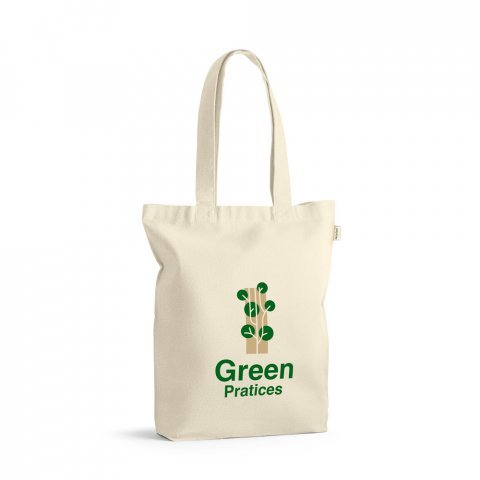 CAMPINAS. Sacola 100% algod&atilde;o reciclado (220 g/m&sup2;) - Natural claro