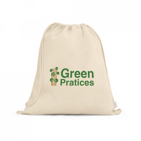 MAIORCA. Sacola tipo mochila em 100% algod&atilde;o reciclado (180 g/m&sup2;) - Natural claro